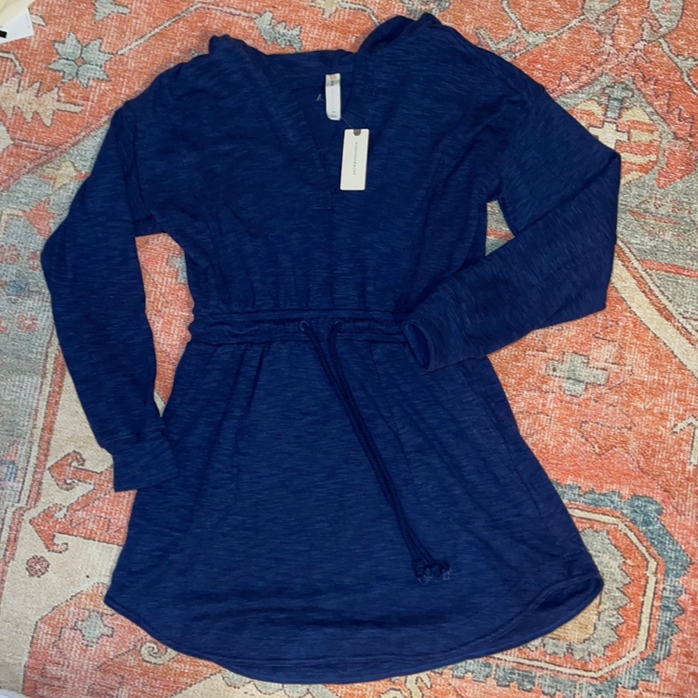 Anthropology hooded v-neck sweater dress